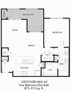 1BR 1BA (872 SF)